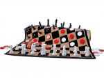 Набор игр: шашки, шахматы, нарды с двусторонним магнитным поле в тубусе